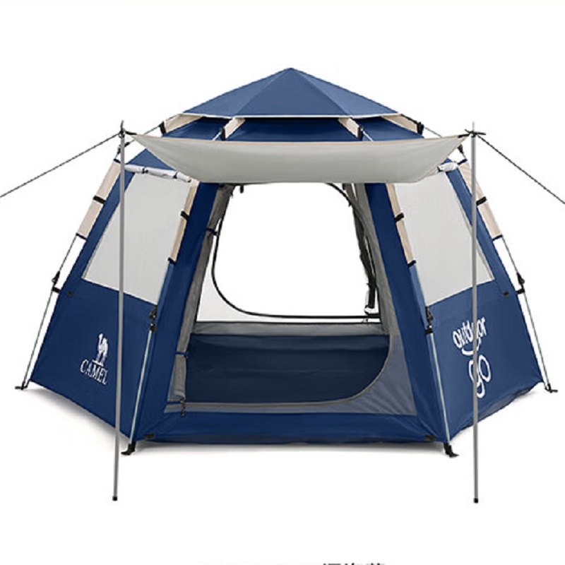 骆驼户外露营防晒钛银六角自动速开便携式折叠帐篷133CA6B144 个 深海蓝